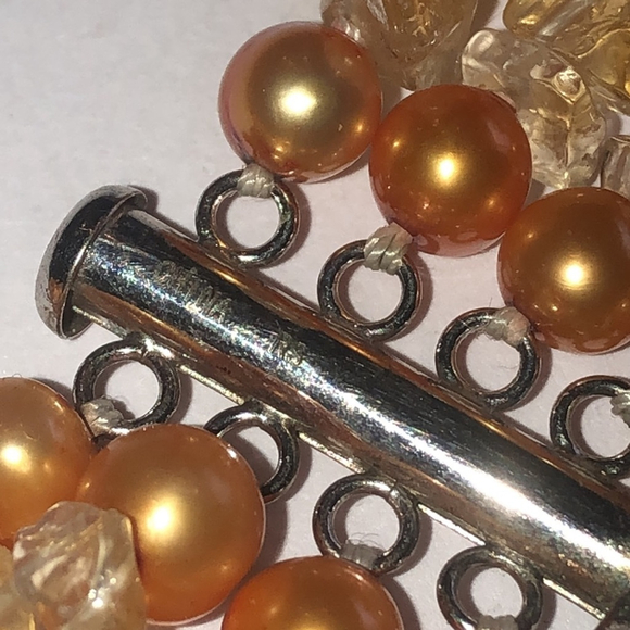 Ross Simons Gold Citrine Genuine Freshwater Pearls Beaded Torsade Necklace - Picture 6 of 10